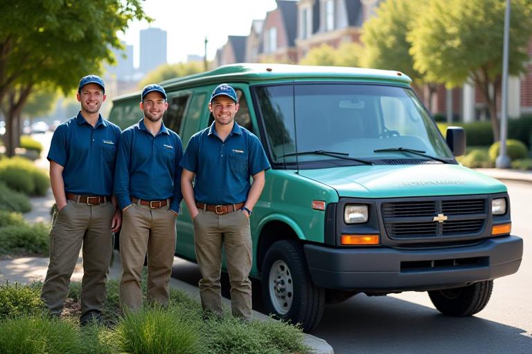 Thomas Landscape Services team with work truck